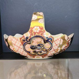 Hokutosha Imari & Cobalt Occupied Japan Handpainted Basket Porcelain